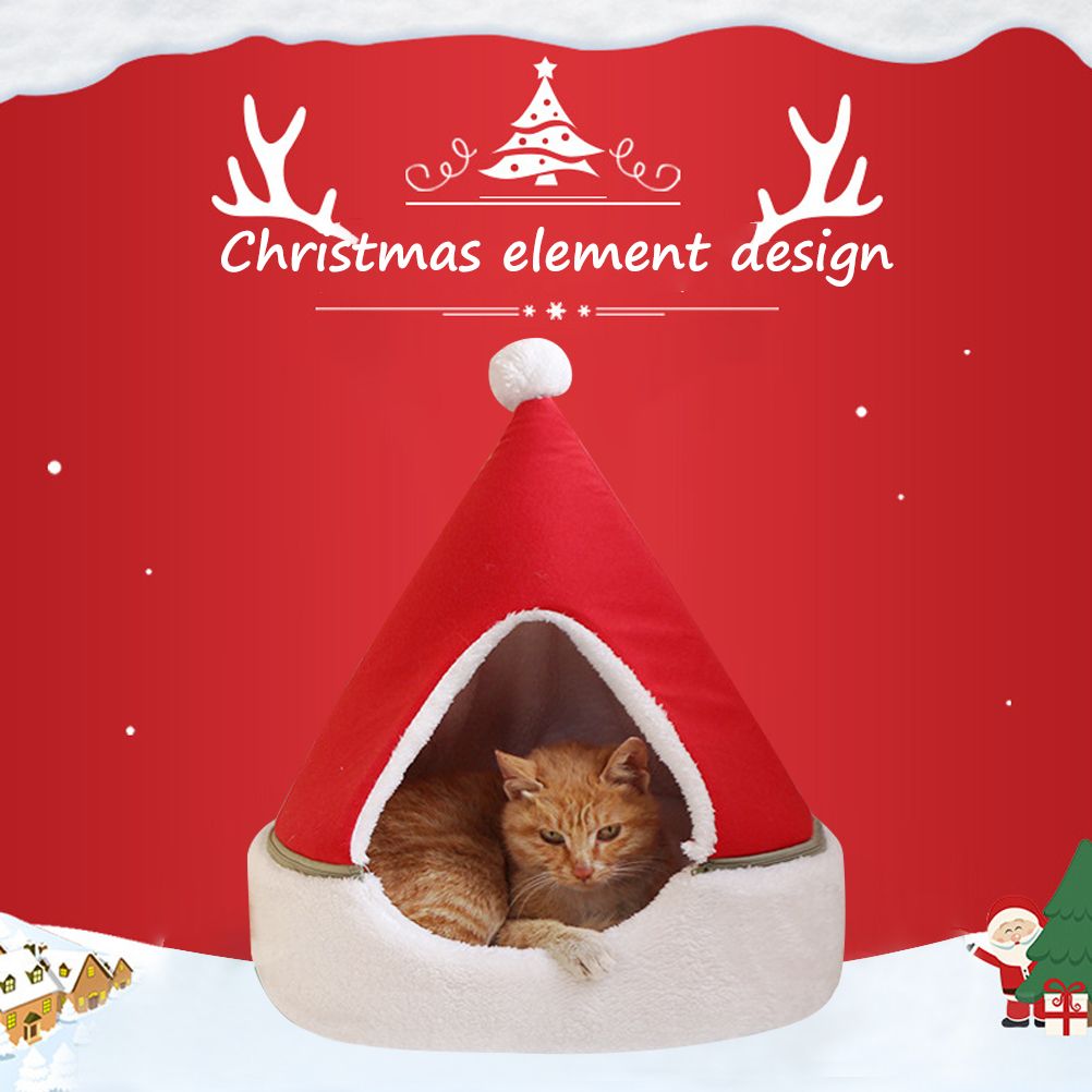 Cat Tent Cave Bed Christmas Tree Cat House Bed Comfortable Triangle Cat Bed Pet Tent House
