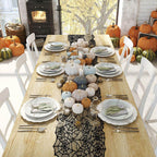 4PCS Halloween Tablecloth Bat Spider Webst Lace Cloth and Lamps Cover Halloween Decoration