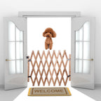 Pet Gate Retractable Adjustable Dog Sliding Door Wood Indoor Dog Gate Doorway Stairs Pet Puppy Safety Fence