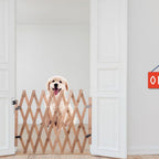 Pet Gate Retractable Adjustable Dog Sliding Door Wood Indoor Dog Gate Doorway Stairs Pet Puppy Safety Fence