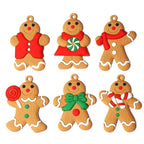 6PCS Gingerbread Man Ornaments Traditional Gingerbread Man Doll Hanging Christmas Tree Ornament Holiday Decorations