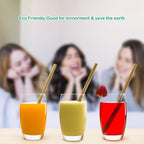 10pcs/set Bamboo Drinking Straws Reusable Eco Friendly Kitchen with Clean Brush