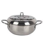 Stainless Steel Deep Frying Pan Japanese Tempura Fryer with Thermometer Control Non Stick Frying Pan for Kitchen
