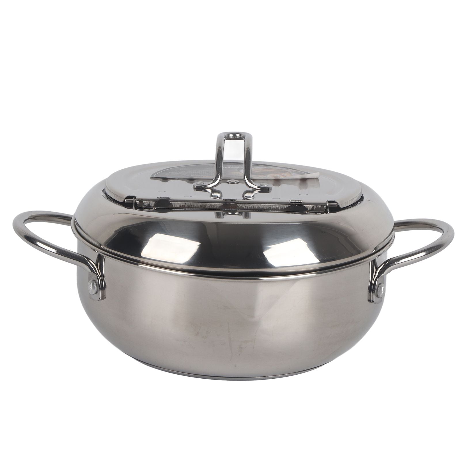 Stainless Steel Deep Frying Pan Japanese Tempura Fryer with Thermometer Control Non Stick Frying Pan for Kitchen