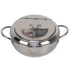 Stainless Steel Deep Frying Pan Japanese Tempura Fryer with Thermometer Control Non Stick Frying Pan for Kitchen