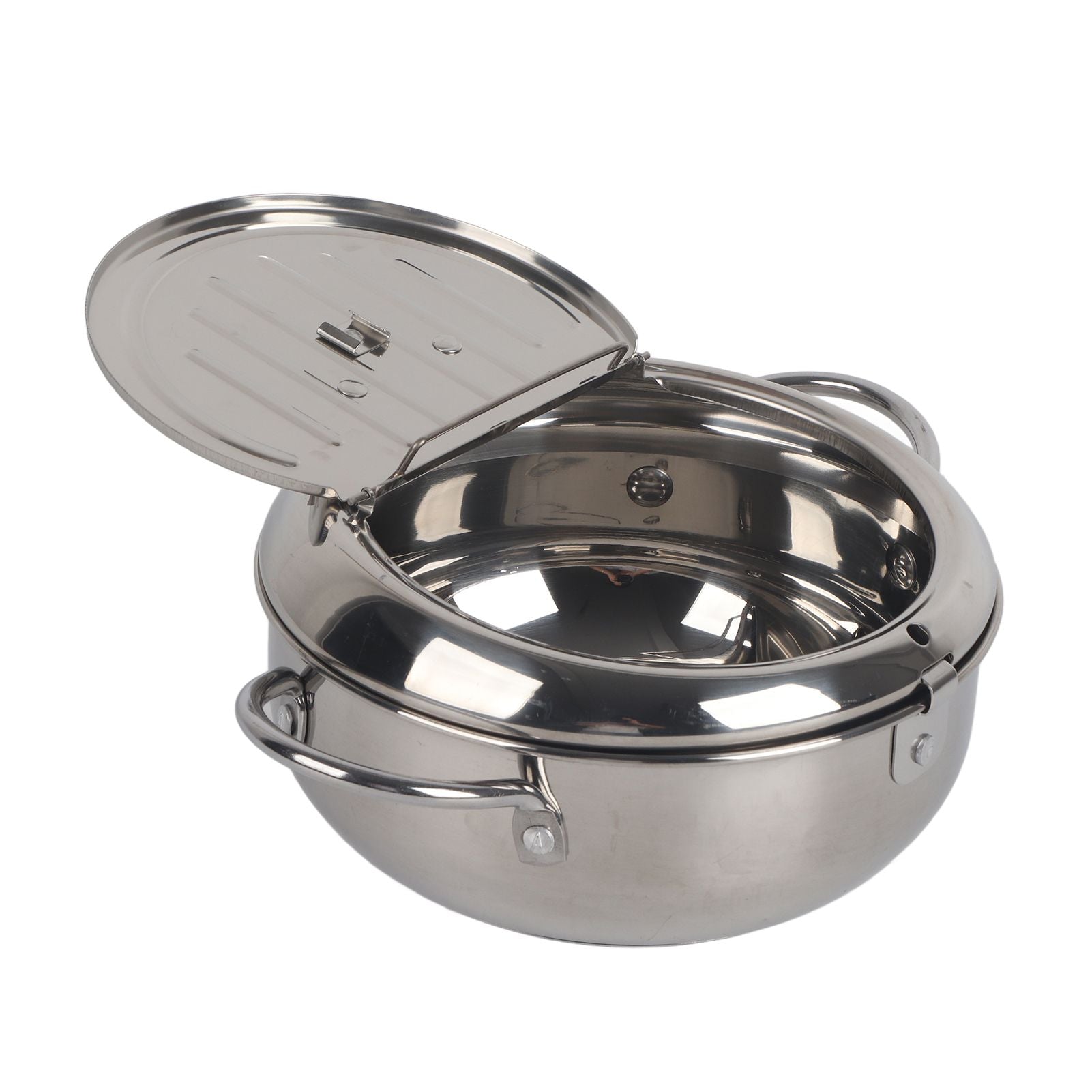 Stainless Steel Deep Frying Pan Japanese Tempura Fryer with Thermometer Control Non Stick Frying Pan for Kitchen