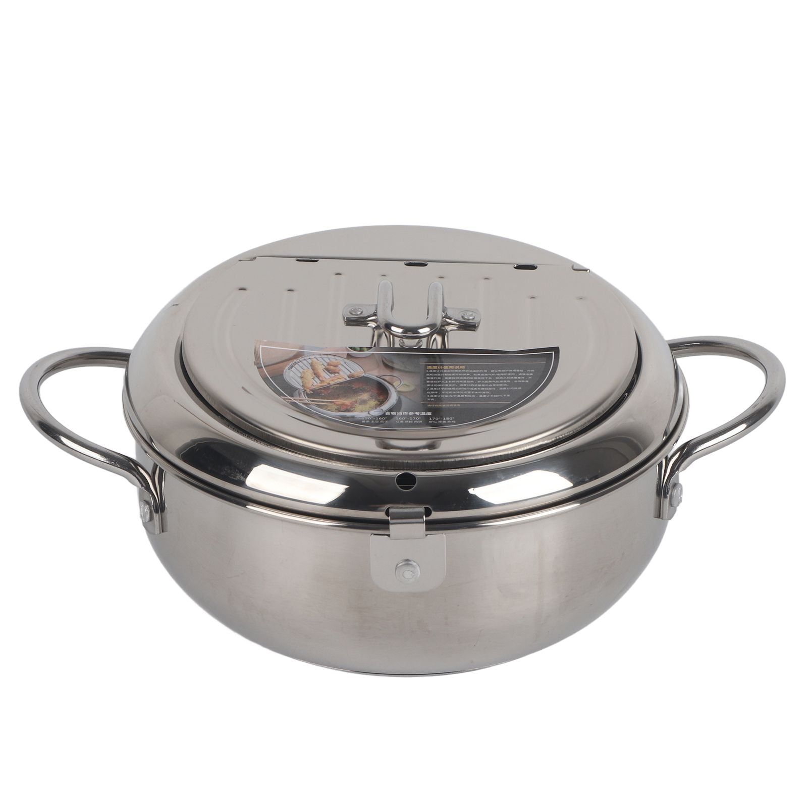 Stainless Steel Deep Frying Pan Japanese Tempura Fryer with Thermometer Control Non Stick Frying Pan for Kitchen