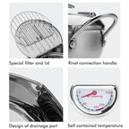 Stainless Steel Deep Frying Pan Japanese Tempura Fryer with Thermometer Control Non Stick Frying Pan for Kitchen