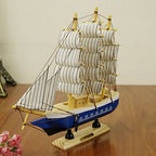 24CM Wooden Sailboat Model Nautical Decoration Theme Gift Home Office