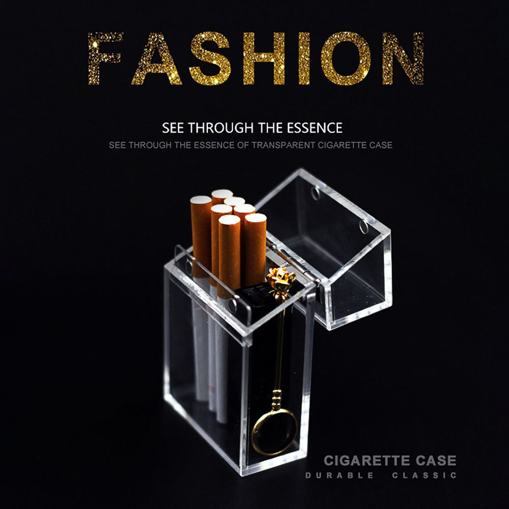 Acrylic Transparent Cigarette Case Thick Portable Lighter Package Storage Box Cigarette Case