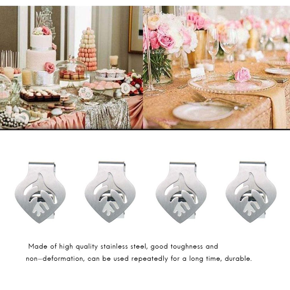 4Pcs Stainless Steel Tablecloth Clips Adjustable Table Cloth Holder Clamps for Home Wedding Party Picnic