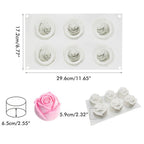 6 Cavity Rose Mousse Cake Mold Holiday Party DIY Hand Soap Chocolate Baking Mold