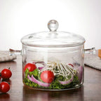 Glass Pasta Noodles Bowls Heat Resistant Glass Cooking Pot with Lid Sauce Pan for Soup Pasta Baby Food