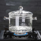 Glass Pasta Noodles Bowls Heat Resistant Glass Cooking Pot with Lid Sauce Pan for Soup Pasta Baby Food