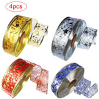 4 Rolls 2m Organza Ribbon Bling Star Printed Ribbons for Wedding Gift Package Christmas Decoration