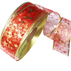 4 Rolls 2m Organza Ribbon Bling Star Printed Ribbons for Wedding Gift Package Christmas Decoration