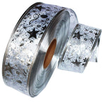 4 Rolls 2m Organza Ribbon Bling Star Printed Ribbons for Wedding Gift Package Christmas Decoration