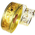 4 Rolls 2m Organza Ribbon Bling Star Printed Ribbons for Wedding Gift Package Christmas Decoration