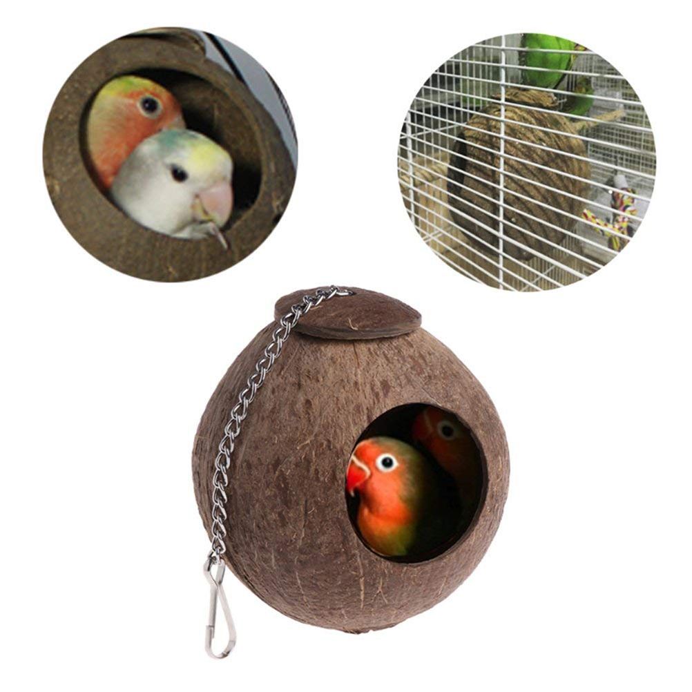 1PC Natural Coconut Shell Bird Nest Pet Bird Feeder Toy with 6cm Hole