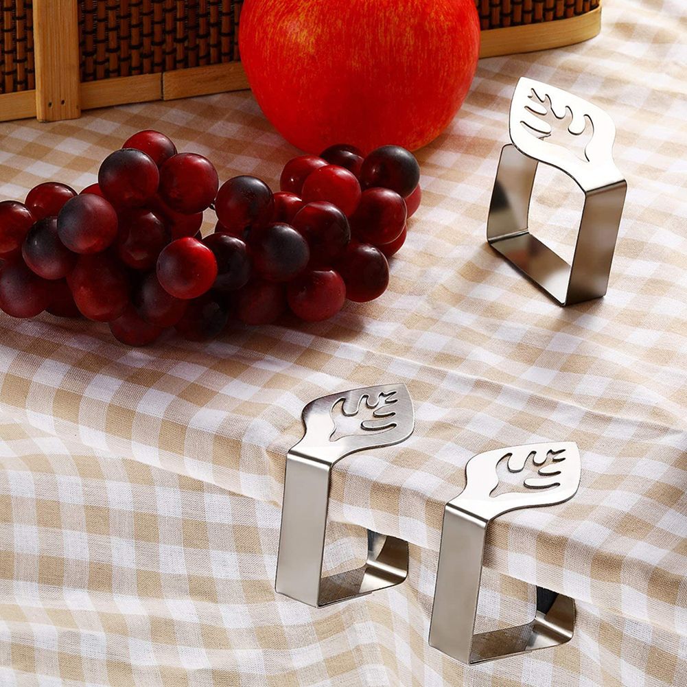 4PCS Stainless Steel Table Cloth Clips Adjustable Table Cover Clamps Table Cloth Holders for Home Picnic Party Wedding Outdoor and Indoor