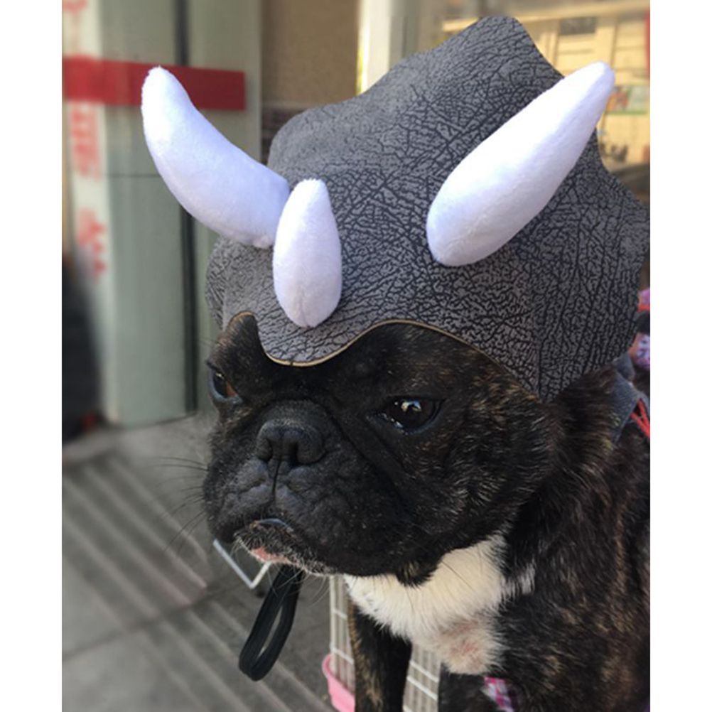 Pet Headwear Triceratops Pet Hat Funny Pet Clothes Dog Cat Dress Up Party Apparel Clothing Cosplay Cute Horn Headdress