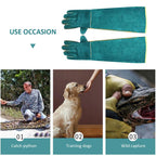 Anti Bite Safety Gloves Long Leather Protective Gloves Pets Grasping Bite Protection Glove