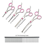 6Pcs/Set Pet Dog Hair Cutting Professional Scissors Hairdressing Shears Thinning Tool Kit with Comb Clearing Cloth
