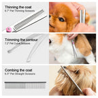 6Pcs/Set Pet Dog Hair Cutting Professional Scissors Hairdressing Shears Thinning Tool Kit with Comb Clearing Cloth