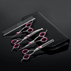 6Pcs/Set Pet Dog Hair Cutting Professional Scissors Hairdressing Shears Thinning Tool Kit with Comb Clearing Cloth