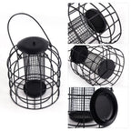Iron Cage Bird Feeder Metal Bird Food Dispenser Hanging Feeding Column