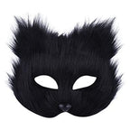 Halloween Fluffy Mask Masquerade Halloween Mask Props Animal Half Face Mask for Men and Women