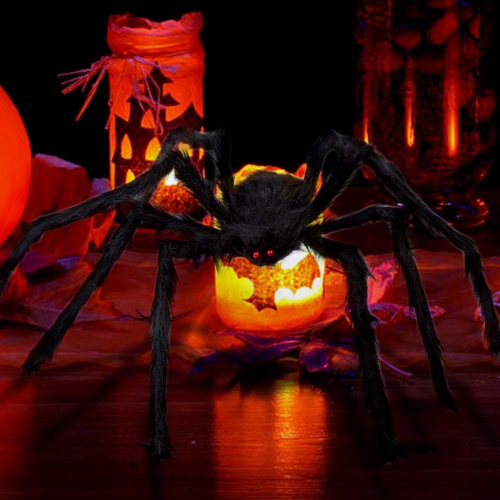 200cm Giant Halloween Spider Decorations Props Adjustable Simulation Hanging Spider for Halloween Indoor Outdoor Decorations