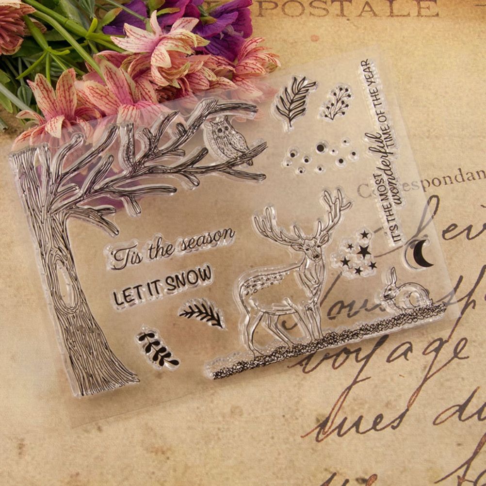 Christmas Clear Stamps Christmas DIY Silicone Clear Stamps Cute Stamps for Card Making Crafting Scrapbooking Album