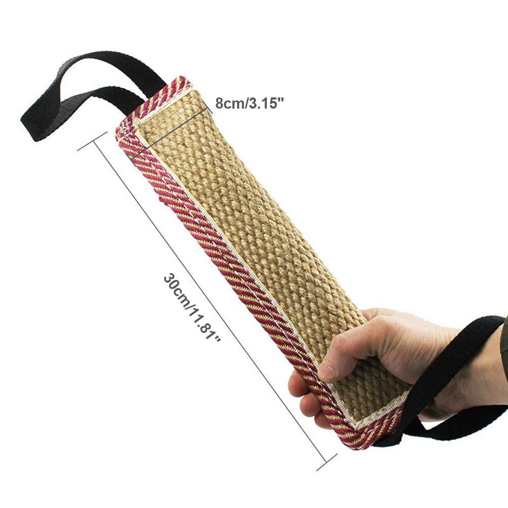 1PC Natural Coarse Hemp Dog Bite Toy with 2 Handles Dog Training Toy