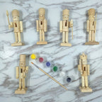 6pcs 12cm Christmas Nutcracker Ornament Set Wooden Nutcracker Character Soldier Toy Wooden Doll Figurine Painting Toy