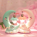 Cartoon Moon Led Night Light Resin Baby Nursery Lamp Ornaments Bedside Table Lamp Kids Gift Toy
