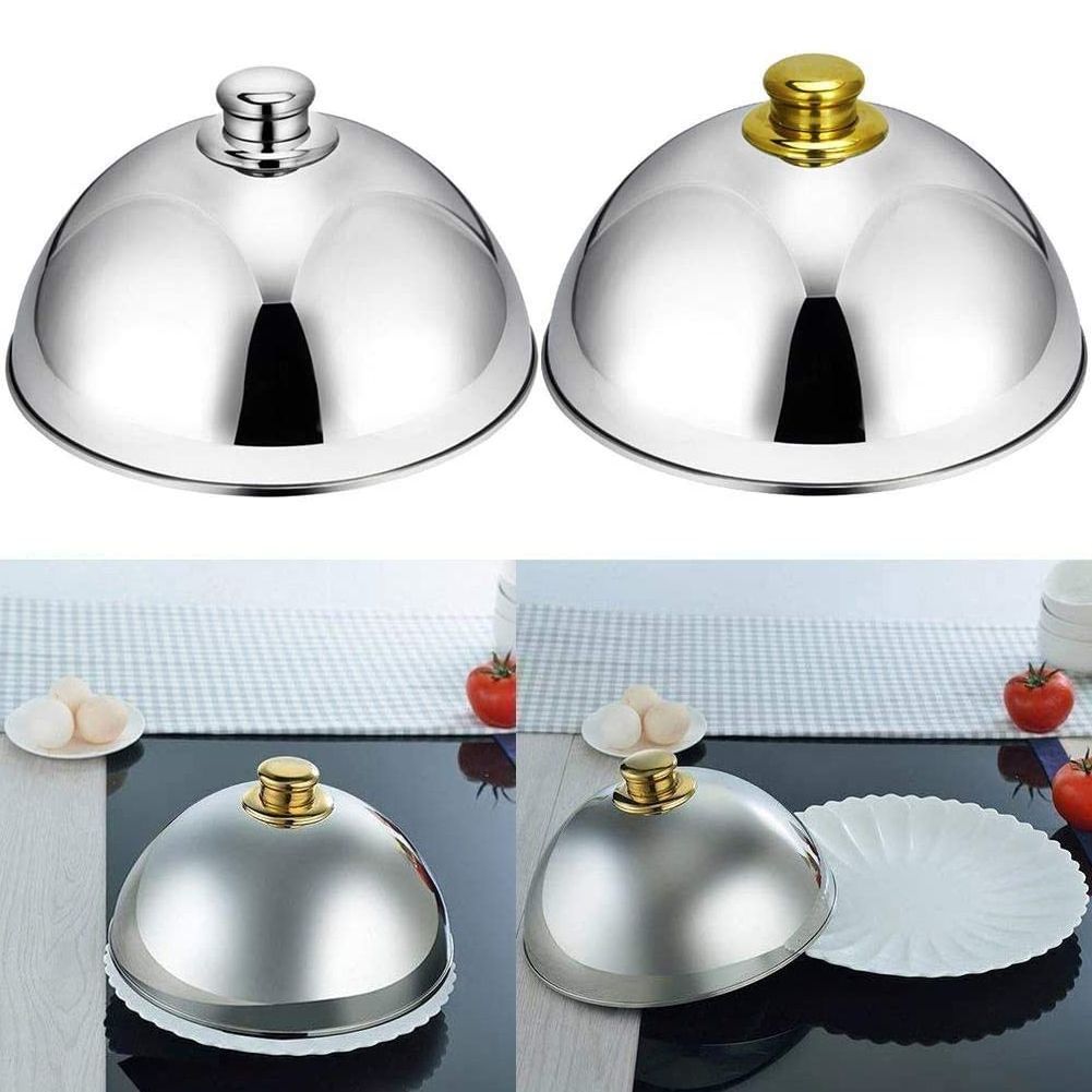 Stainless Steel Cloche Food Cover Dome Serving Plate Dish Dining Dinner for Home Kitchen Restaurant Cafe