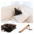Anti Static Animal Feather Brush Soft Dust Cleaning Brush with Wooden Handle