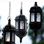 Hanging Candle Lantern Moroccan Chandelier Retro Candle Holder Moroccan Vintage Metal Hollow Wedding Hanging Candle Holders