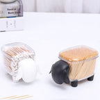 Mini Plastic Cotton Swab Storage Box Cute Sheep Dust-proof Cosmetic Cotton Storage Box Household Desktop Organizer