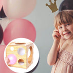 9 Holes Balloon Sizer Box Balloon Measurement Box Balloon Arch Kit Collapsible Wood Cube Balloon Sizer Box for Birthday Wedding Party