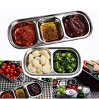 Divided Seasoning Dish Stainless Steel Sauce Dish Kitchen Dipping Dish