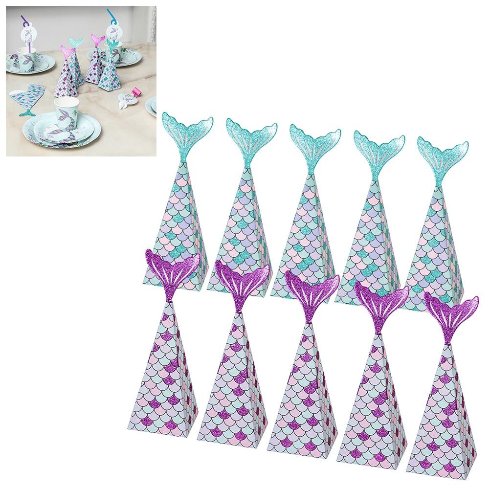 10Pcs Mermaid Party Favors Boxes Mermaid Gift Bags Box Kids Mermaid Party Goodie Bags