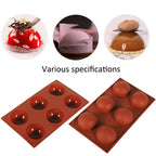 6 Cavity Semicircle Silicone Cake Mold Muffin Chocolate Baking Mold Pan DIY Party Cake Mold