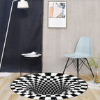 3D Round Carpet Rug Living Room Doormat Coffee Table Blanket 3D Optical Decorative Carpet for Bedroom Dining Room Office