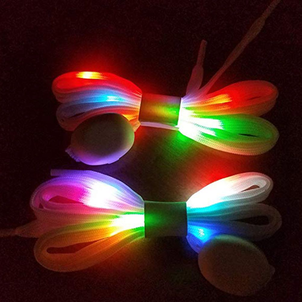 1 Pair LED Light Waterproof Shoelaces Battery Powered Flash Lighting Shoeslaces for Party Hip Hop Dancing Skating Running Cosplay
