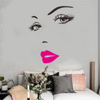 Beautiful Women Face and Red Lips Wall Sticker Home Living Room Bedroom Decoration