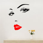 Beautiful Women Face and Red Lips Wall Sticker Home Living Room Bedroom Decoration