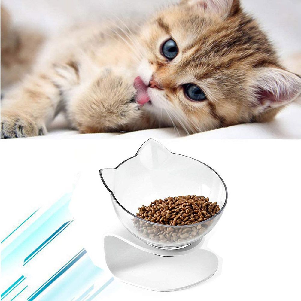 Cat Bowls Pet Feeding Bowl Cat Water Bowl Durable Fall Resistant 15 Degree Tilt Single Cat Food Bowl