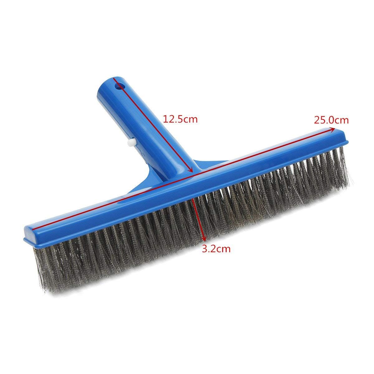 10 Inch Heavy Duty Stainless Steel Wire Pool Algae Brush for Concrete and Gunite Pools and Walkways